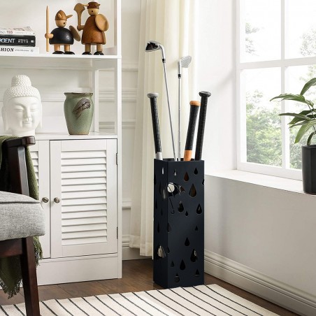 Porta ombrelli in metallo con vaschetta scolapioggia e 4 ganci 20x2 cm