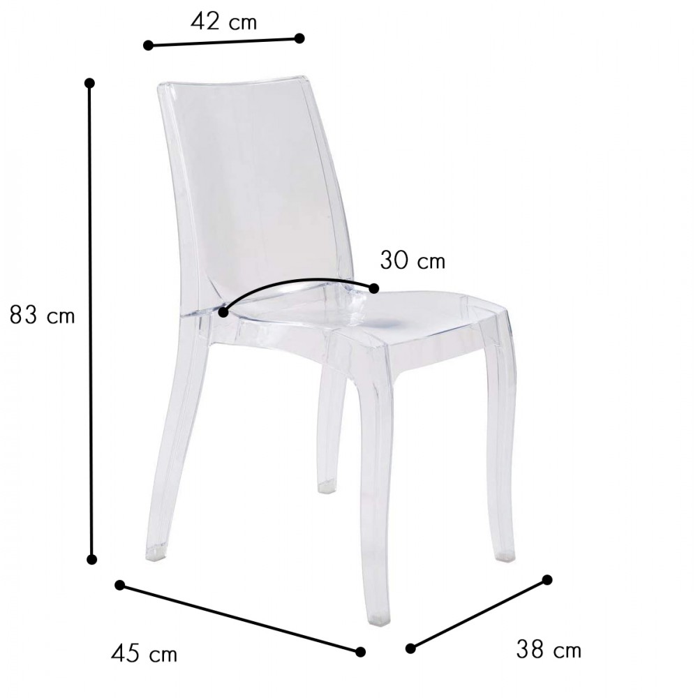 Set 4 pz Sedia CRYSTAL LIGHT Design Trasparente...