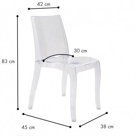 Set 4 pz Sedia CRYSTAL LIGHT Design Trasparente in Policarbonato 42x38xH83 cm