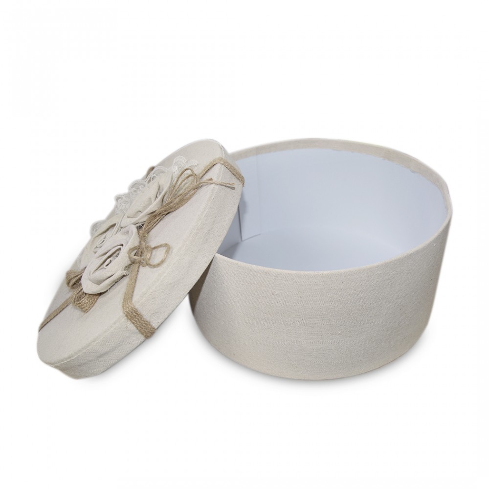 Set 3 scatole regalo rotonde in juta 191010 con...