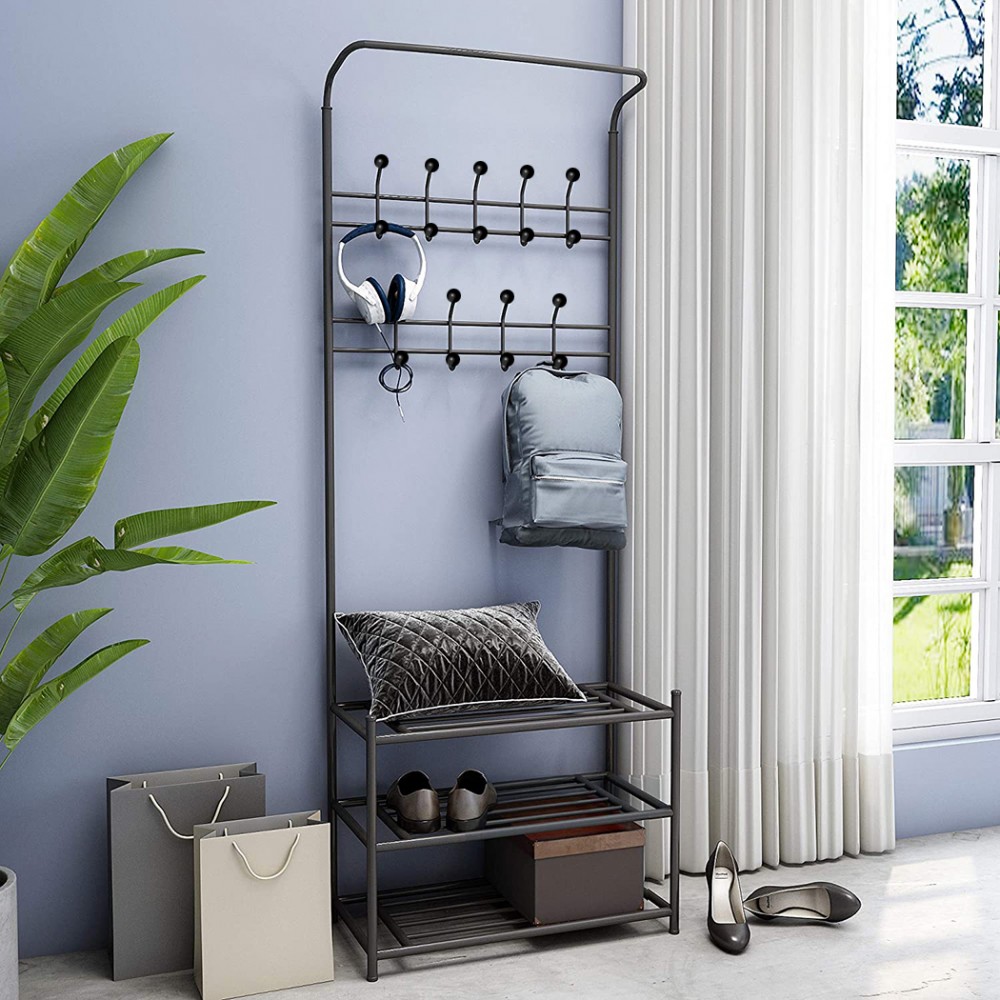 Stand Appendiabiti NERO con scarpiera per...