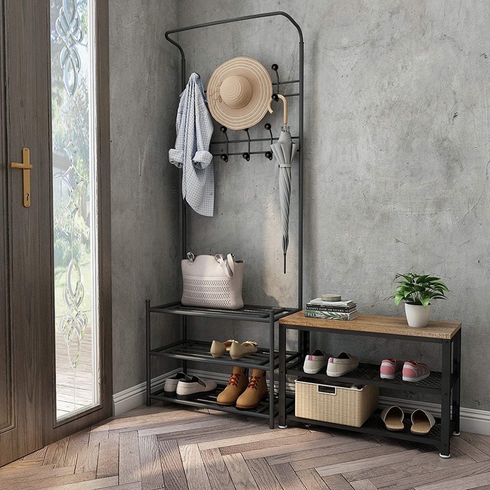 Stand Appendiabiti NERO con scarpiera per...