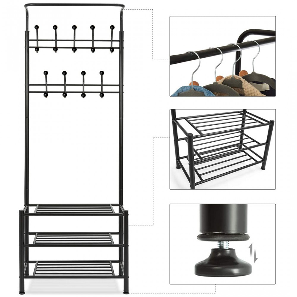 Stand Appendiabiti NERO con scarpiera per...