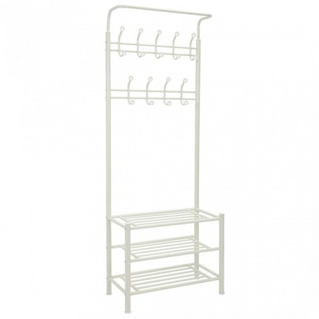 Stand Appendiabiti BIANCO con scarpiera per corridoio 3 ripiani 65x29xH190 cm