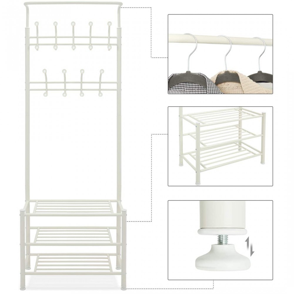 Stand Appendiabiti BIANCO con scarpiera per...