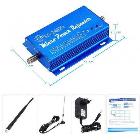 Ripetitore segnale telefono cellulare RDX-GSM902A amplificatore GSM con antenna
