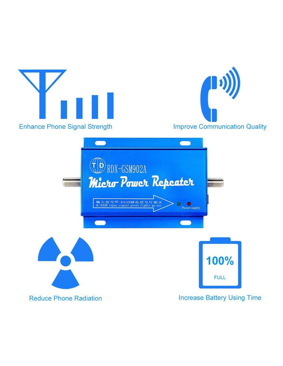 Amplificatore Ripetitore Segnale GSM 900MHz Con Display LCD E Kit Antenna Yagi - Migliora La Ricezione Cellulare