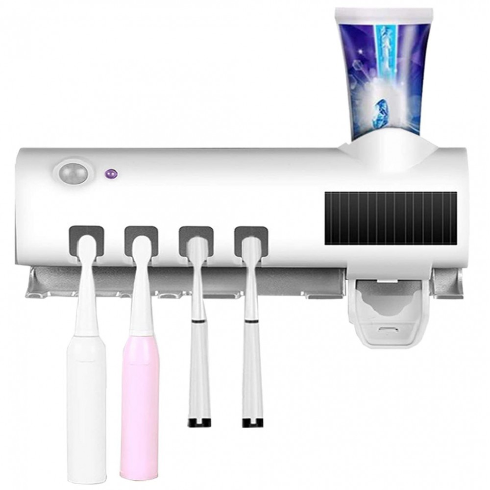 EU Plug Luce UV Sterilizzatori per Spazzolini Montaggio a Parete Porta Spazzolino da Denti Distributore Automatico di Dentifricio per Bagno Bambini e Adulti 