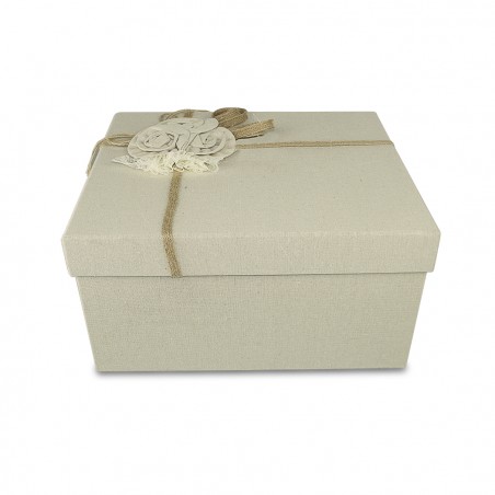 Set da 3 scatole regalo rettangolari in juta art. 191006 decorazione fiori