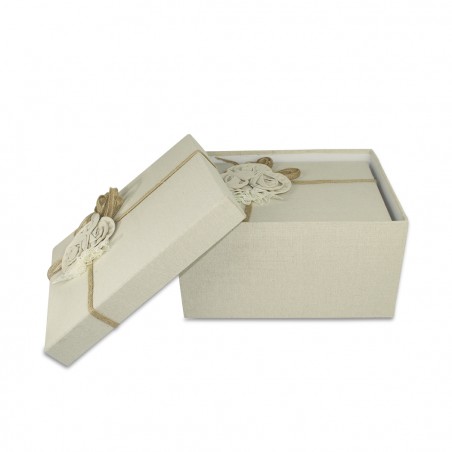 Set da 3 scatole regalo rettangolari in juta art. 191006 decorazione fiori