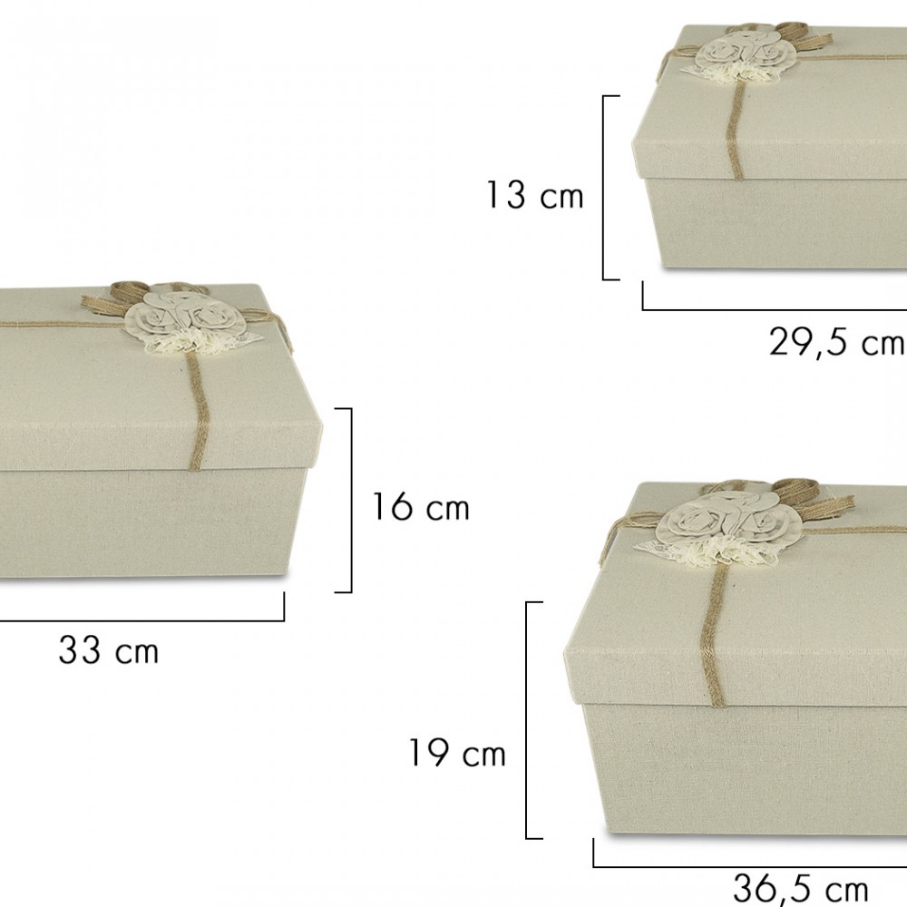 Set da 3 scatole regalo rettangolari in juta...