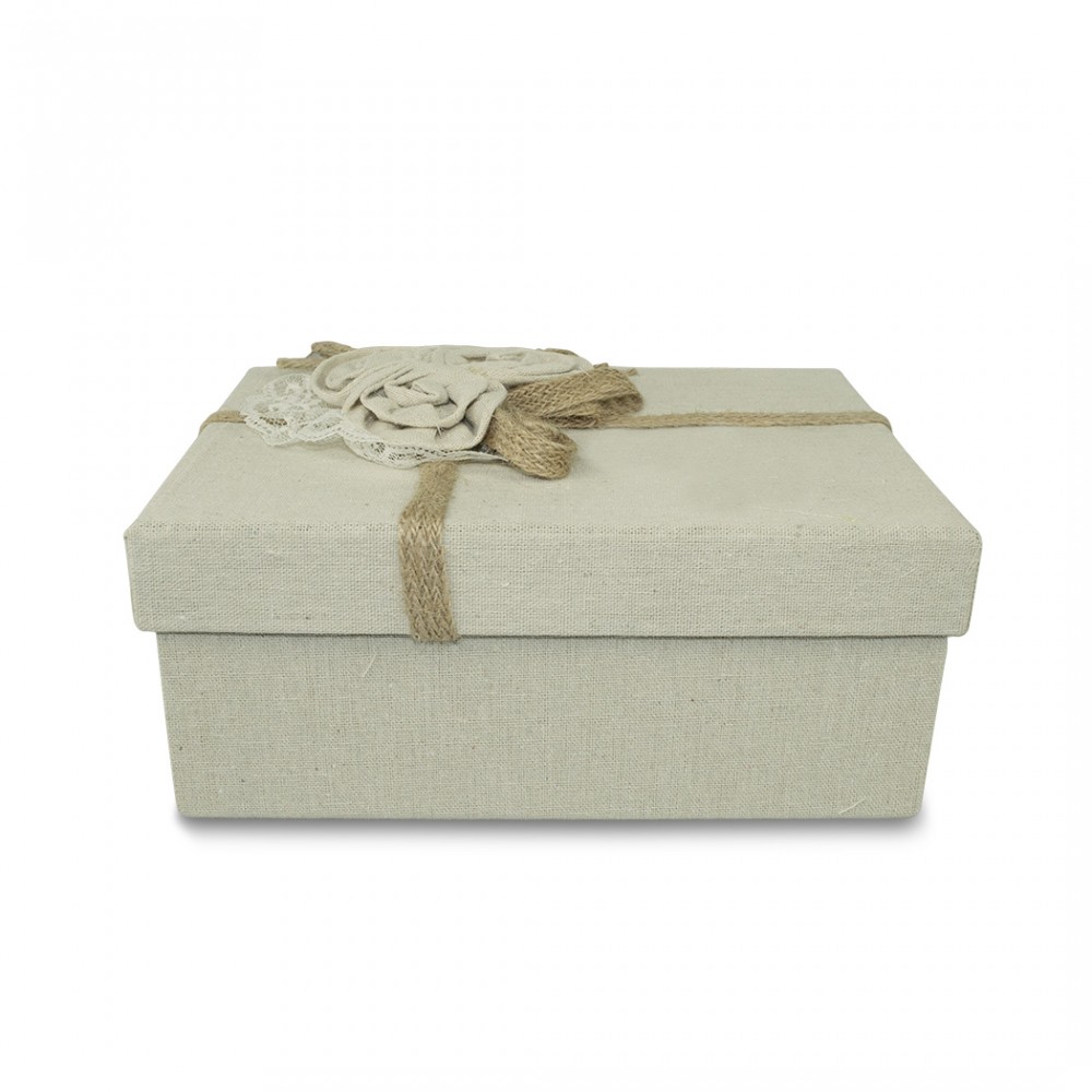 Scatolo regalo rettangolare in juta Beige art....