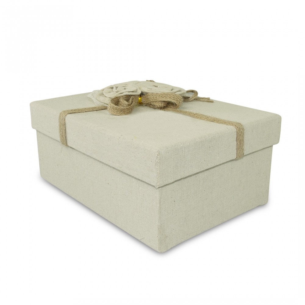 Scatolo regalo rettangolare in juta Beige art....