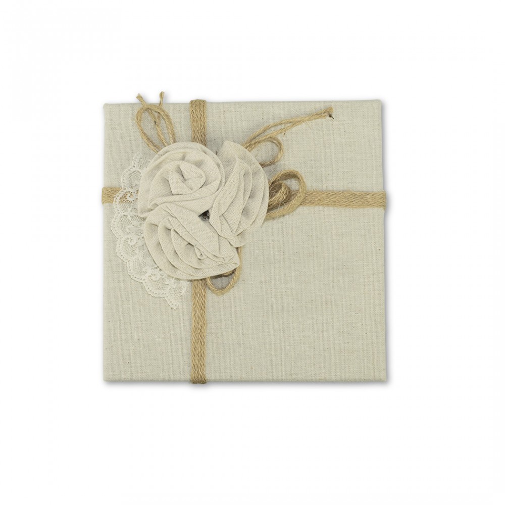 Scatolo regalo quadrato in juta Beige art....