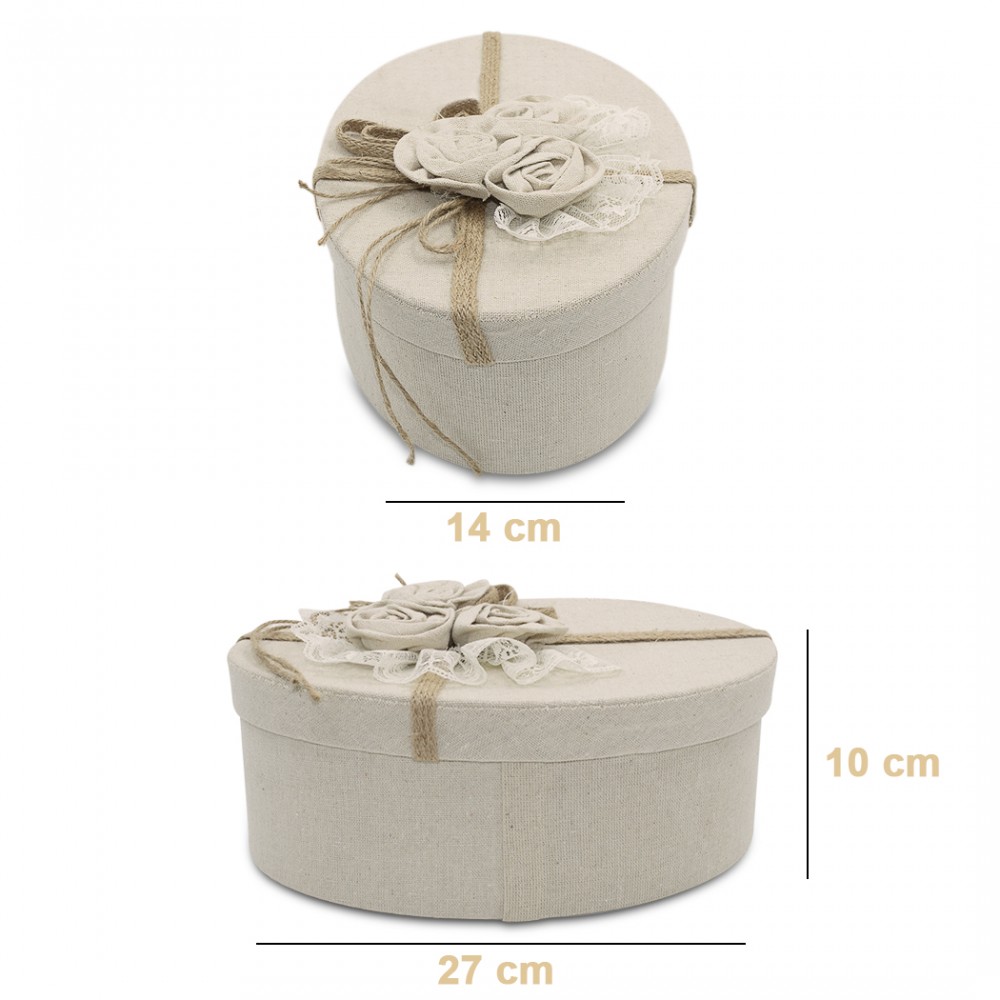 Scatolo regalo ovale in juta Beige 191004 con...
