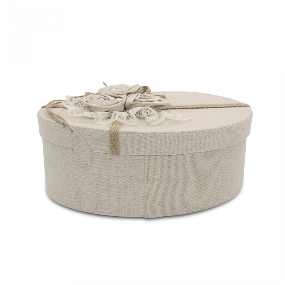 Scatolo regalo ovale in juta Beige 191004 con...