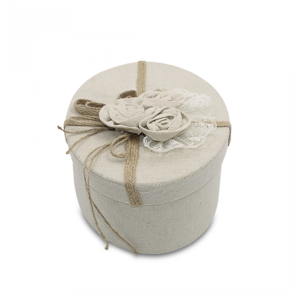 Scatolo regalo ovale in juta Beige 191004 con...