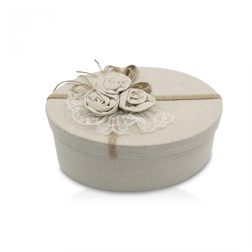 Scatolo regalo ovale in juta Beige 191004 con...