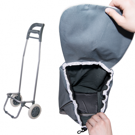 Trolley per la spesa con borsa colore GRIGIO in poliestere art. 741781 con ruote