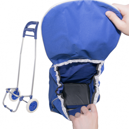 Trolley per la spesa con borsa colore BLU in poliestere art. 741057 con ruote