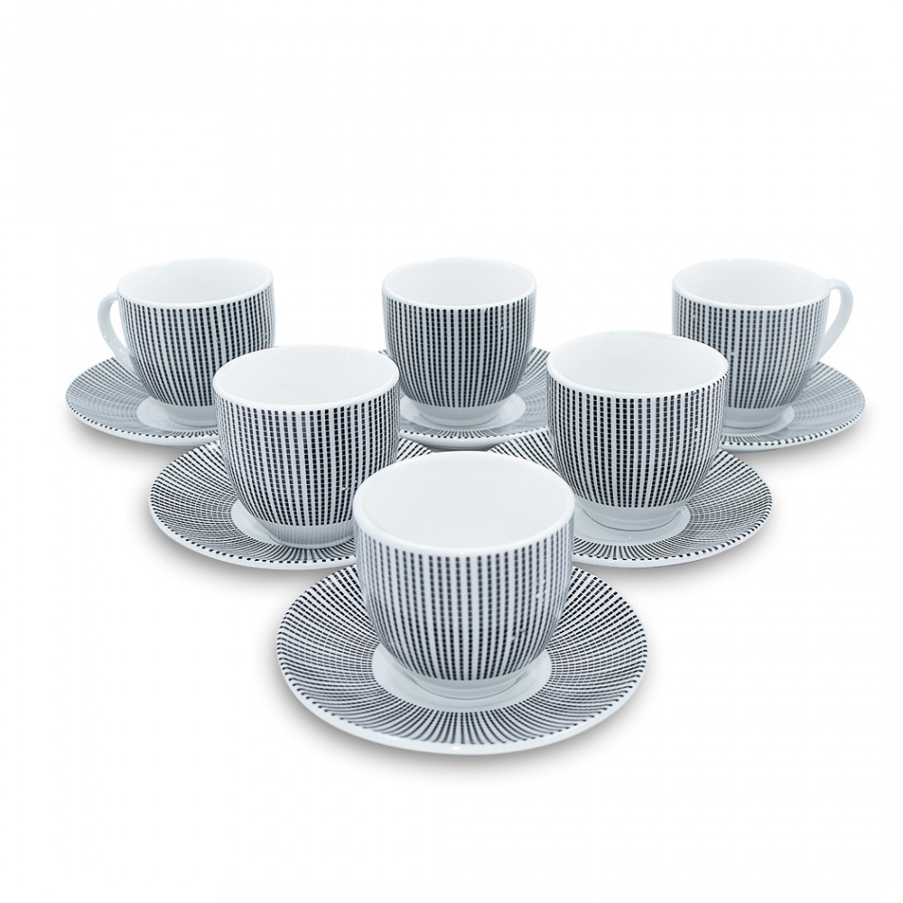 Set 6 tazzine da caffe' con piattino con decorazione righe 270046 di porcellana