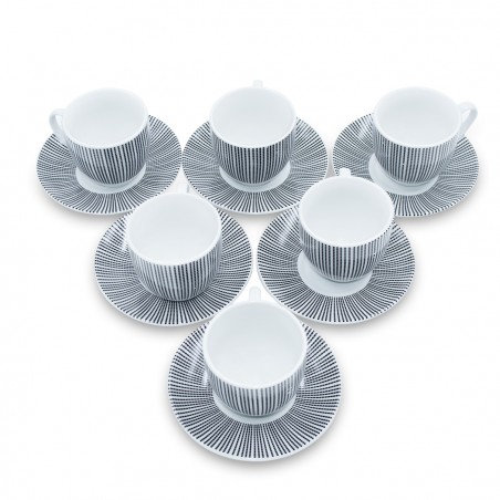 Set 6 tazzine da caffe' con piattino con decorazione righe 270046 di porcellana