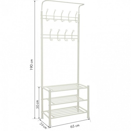 Stand Appendiabiti BIANCO con scarpiera per corridoio 3 ripiani 65x29xH190 cm