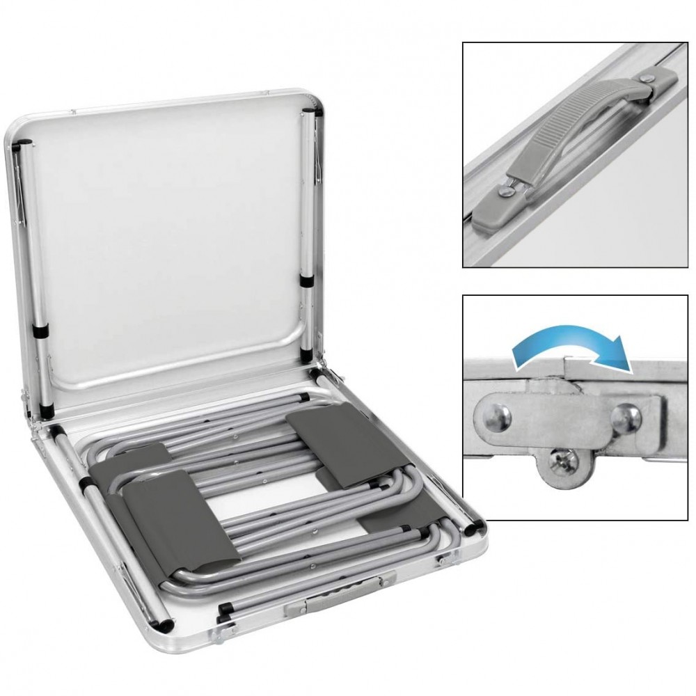 Set tavolo e 4 sgabelli pieghevoli pic nic...