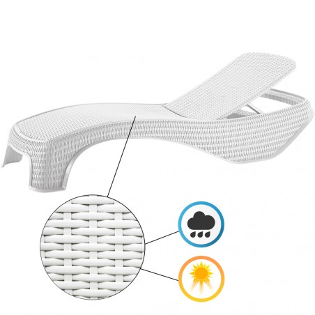 Lettino prendisole in resina ATLANTIC impilabile 4 posizioni 197x74x36 cm Bianco