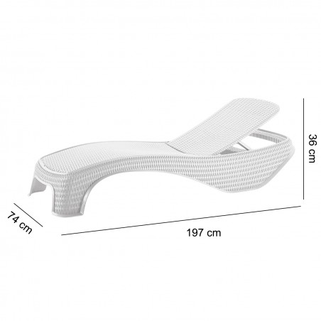 Lettino prendisole in resina ATLANTIC impilabile 4 posizioni 197x74x36 cm Bianco