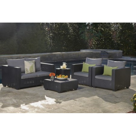 Salotto resina da giardino SALTA SOFA' con tavolino ANTRACITE 4 posti salottino