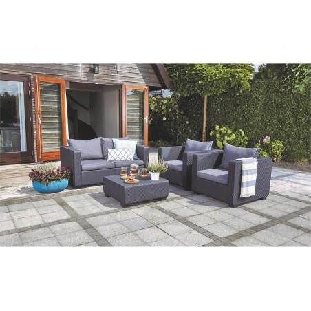 Salotto resina da giardino SALTA SOFA' con tavolino ANTRACITE 4 posti salottino