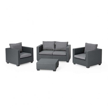 Salotto resina da giardino SALTA SOFA' con tavolino ANTRACITE 4 posti salottino