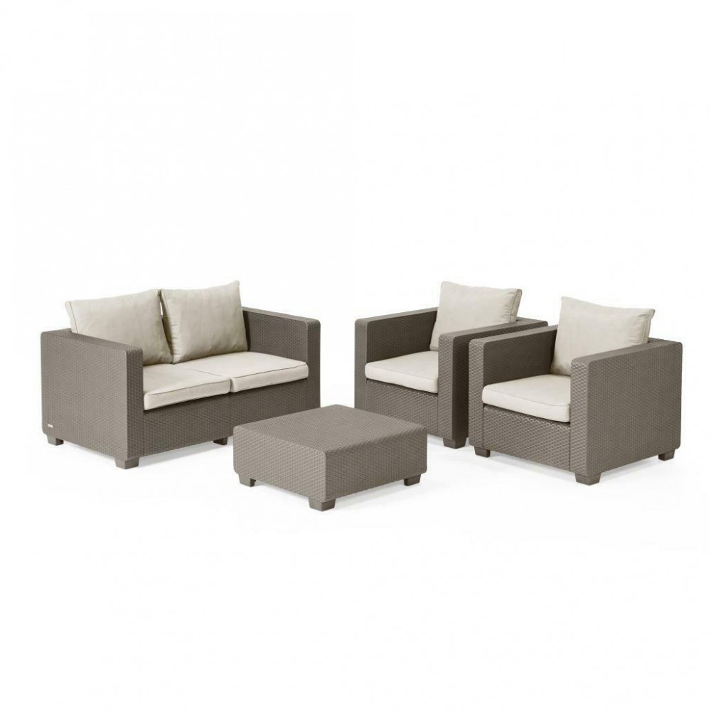 Salotto resina da giardino SALTA SOFA' con tavolino CAPPUCCINO 4 posti salottino