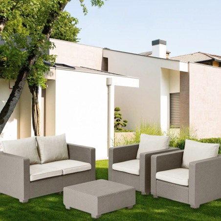 Salotto resina da giardino SALTA SOFA' con tavolino CAPPUCCINO 4 posti salottino