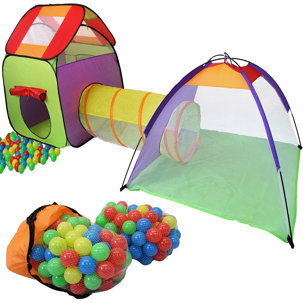 Tenda Igloo per Bambini con Tunnel e 200 Palline montaggio pop up playground