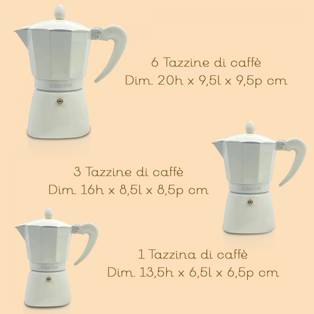 Set 3 caffettiere BEIGE in alluminio art....