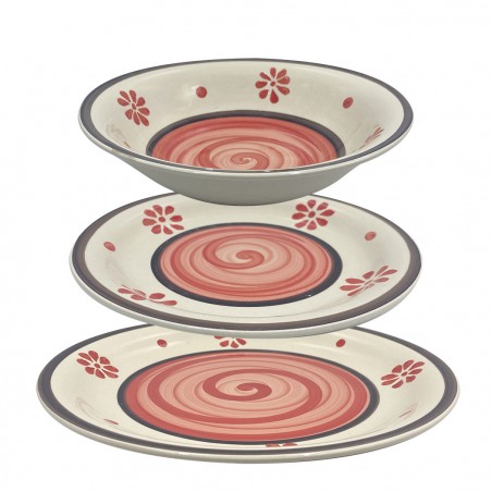 Servizio Tavola 18 pz linea FELICIA 403003 Piatti Fondi Piani e per Dessert gres