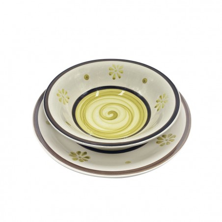 Servizio Tavola 18 pz linea FELICIA 403002 Piatti Fondi Piani e per Dessert gres