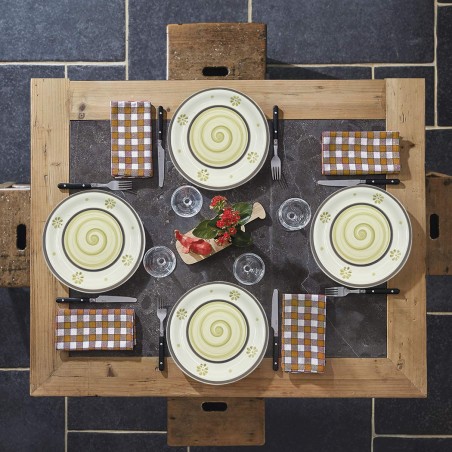 Servizio Tavola 18 pz linea FELICIA 403002 Piatti Fondi Piani e per Dessert gres