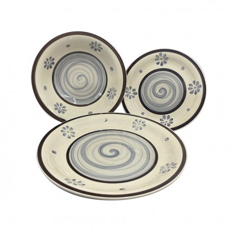 Servizio Tavola 18 pz linea FELICIA 403001 Piatti Fondi Piani e per Dessert gres