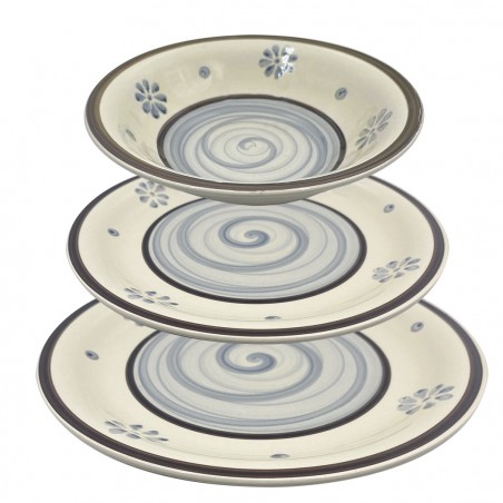 Servizio Tavola 18 pz linea FELICIA 403001 Piatti Fondi Piani e per Dessert gres