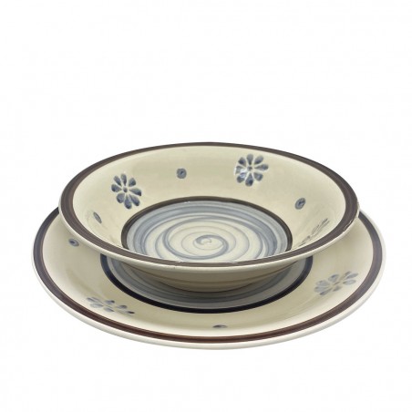 Servizio Tavola 18 pz linea FELICIA 403001 Piatti Fondi Piani e per Dessert gres