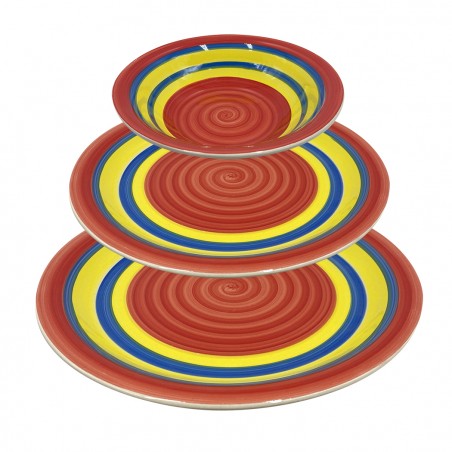 Servizio Tavola 18 pz linea FELICIA 403004 Piatti Fondi Piani e per Dessert gres