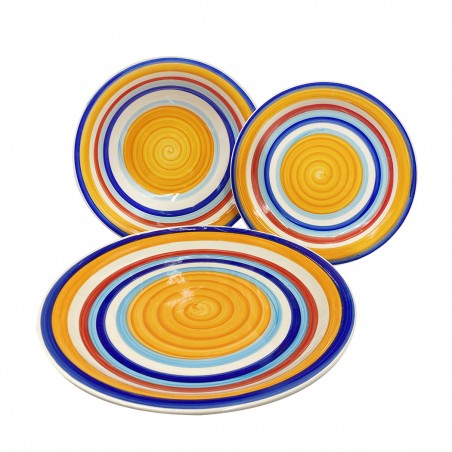 Servizio Tavola 18 pz linea FELICIA 403005 Piatti Fondi Piani e per Dessert gres