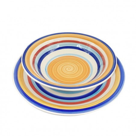 Servizio Tavola 18 pz linea FELICIA 403005 Piatti Fondi Piani e per Dessert gres