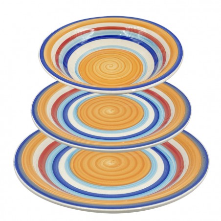 Servizio Tavola 18 pz linea FELICIA 403005 Piatti Fondi Piani e per Dessert gres