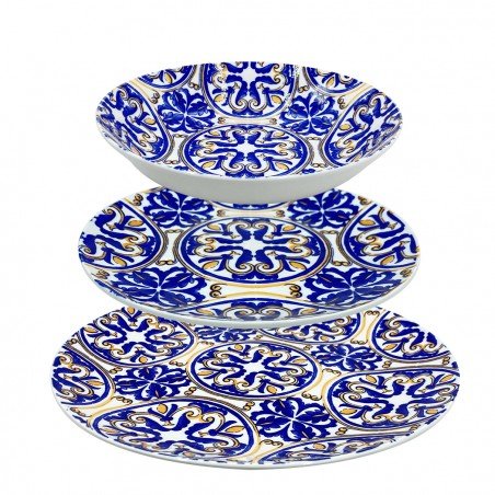 Servizio Tavola 18pz FELICIA 408009 in Porcellana Piatti Fondi Piani e Dessert