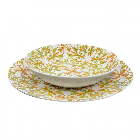 Servizio Tavola 18pz FELICIA 408010 in Porcellana Piatti Fondi Piani e Dessert