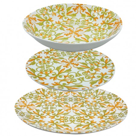 Servizio Tavola 18pz FELICIA 408010 in Porcellana Piatti Fondi Piani e Dessert